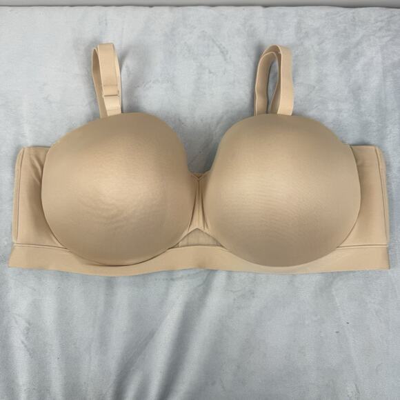 Cacique Comfort Bliss Bra 46DDD Beige Lightly Lined Multi Way Strapless - Picture 1 of 6